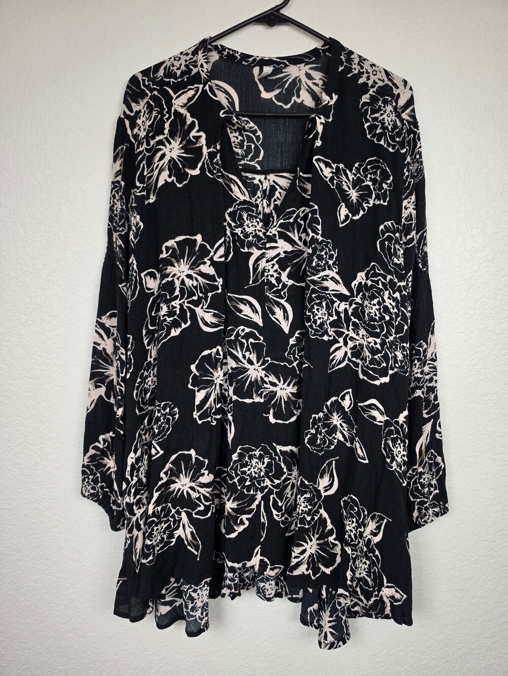 Free People Vintage Small Black White Floral Mini Dress